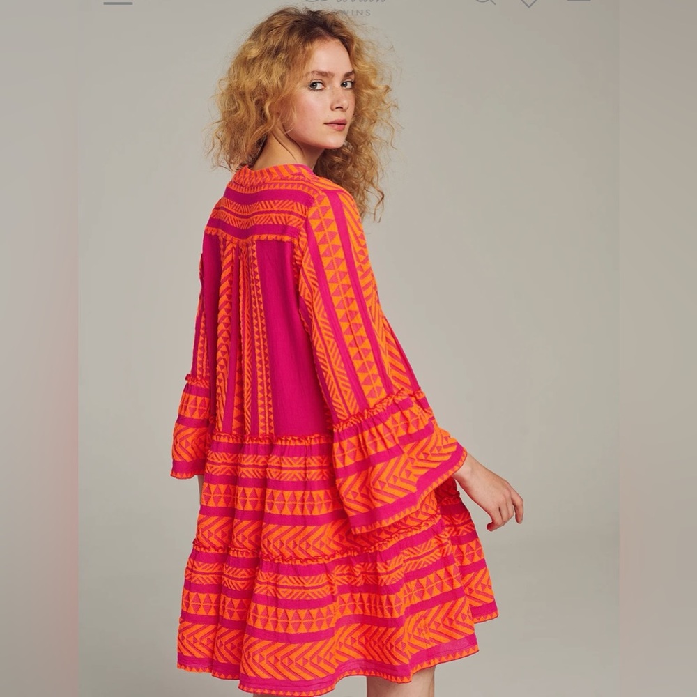 Devotion Twins Ella short dress. Orange and Fuschia. Sz XS. - Picture 2 of 5